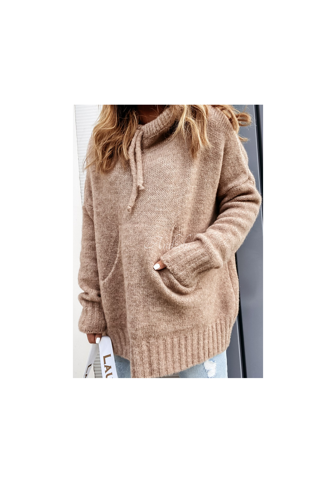 Svetr oversize s kapucí Carra velbloudí