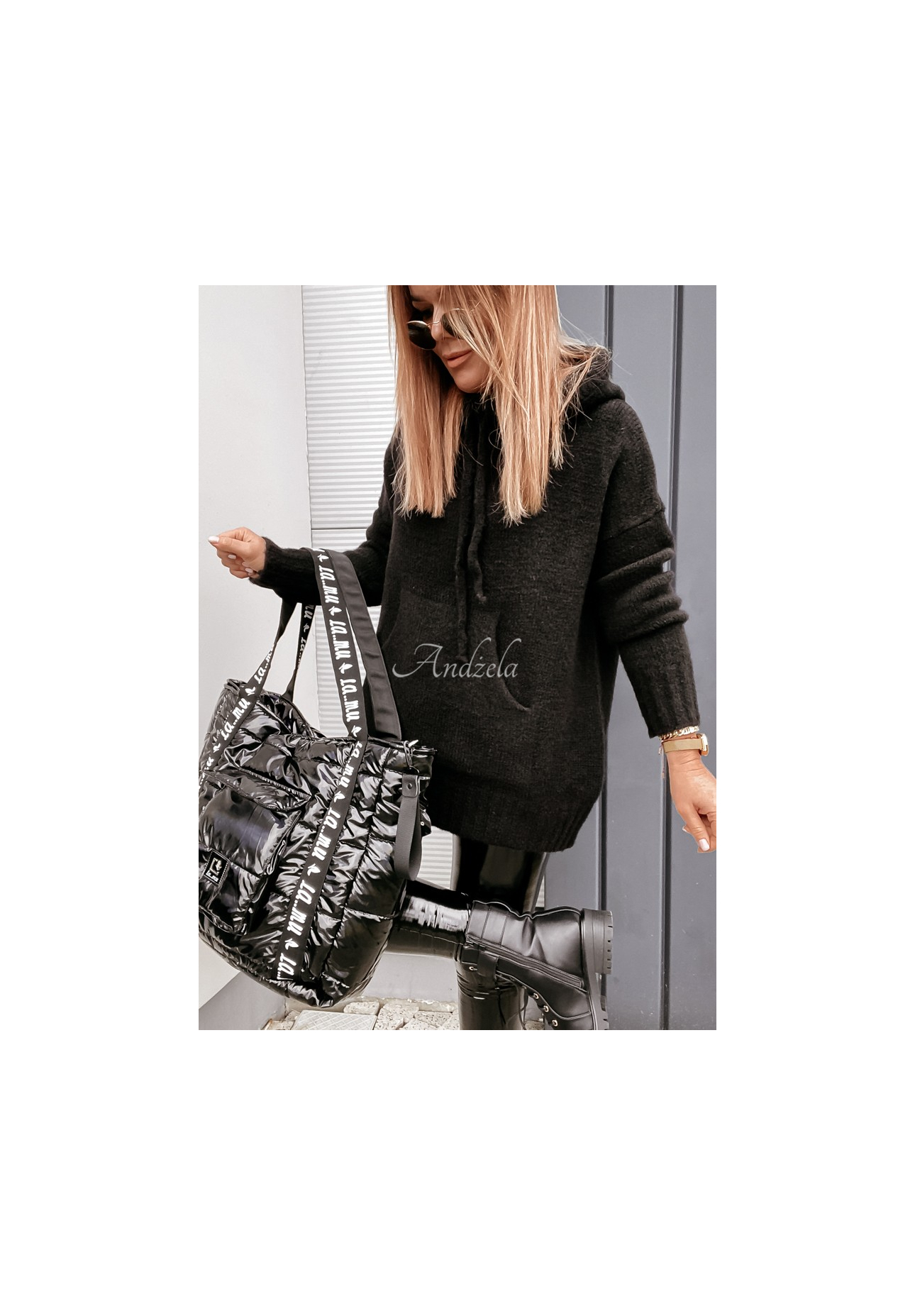 Svetr oversize s kapucí Carra Černé