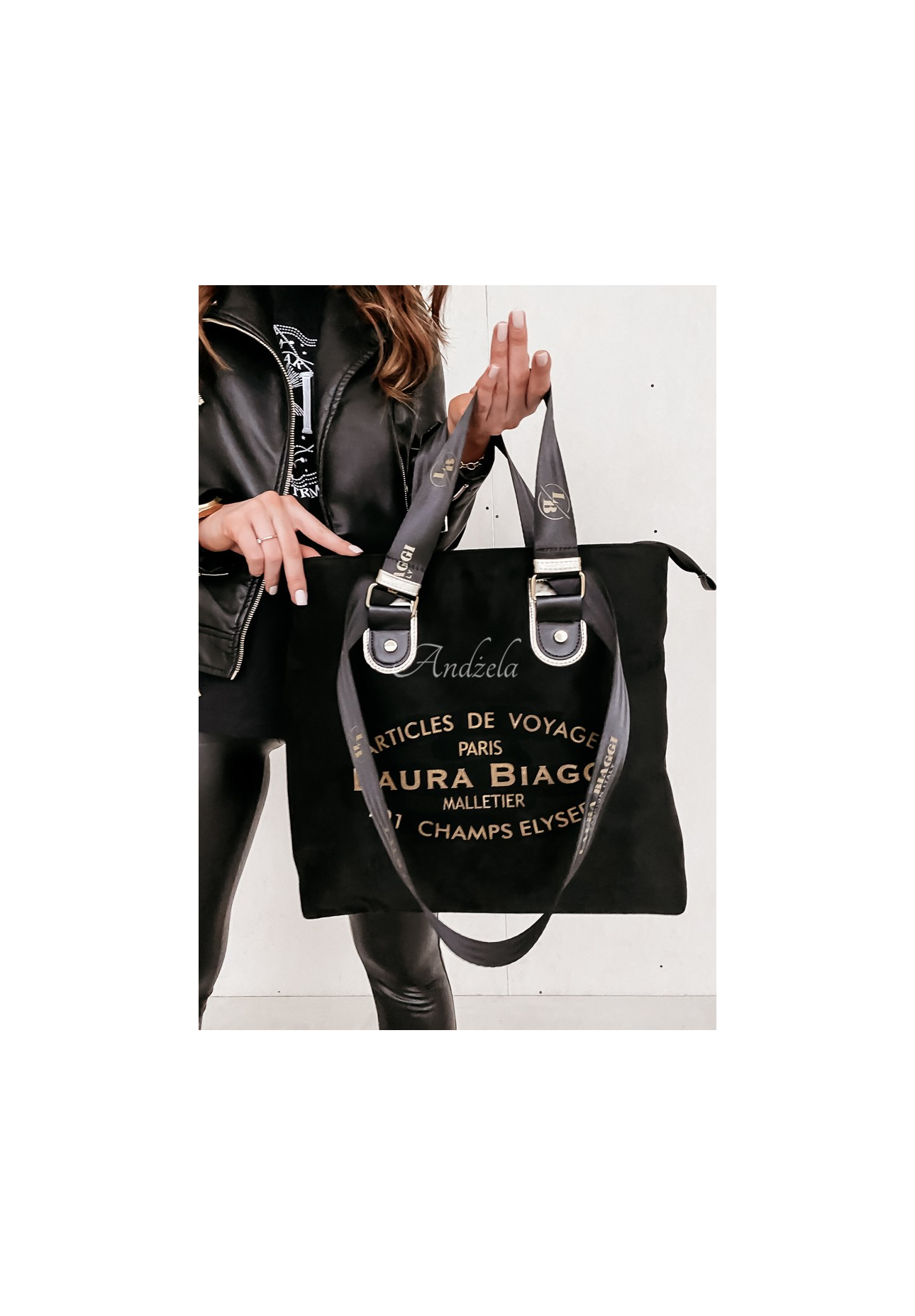 Kabelka z imitace semiše Voyage černá