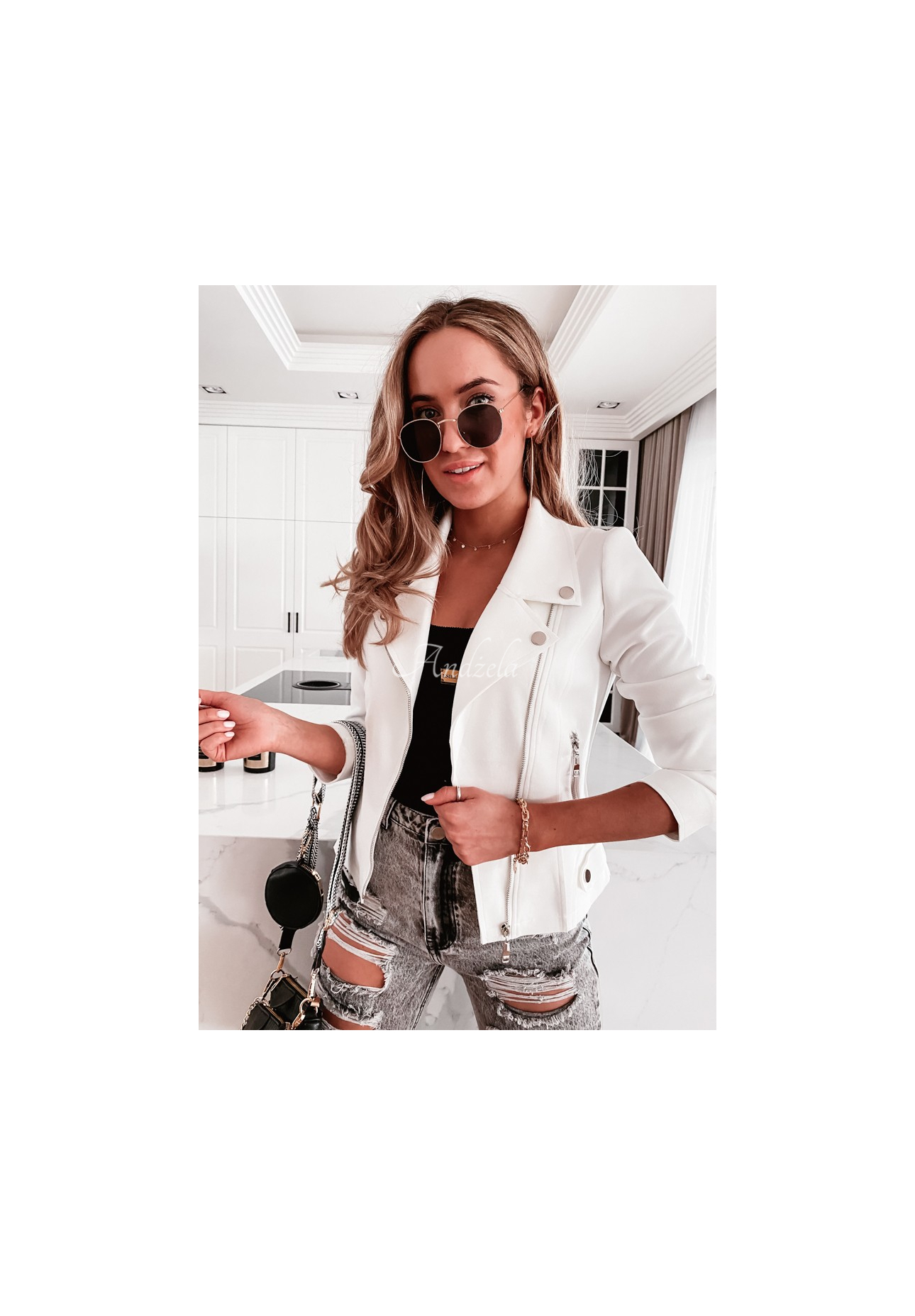 Bunda křivák z imitace semiše Savage ecru