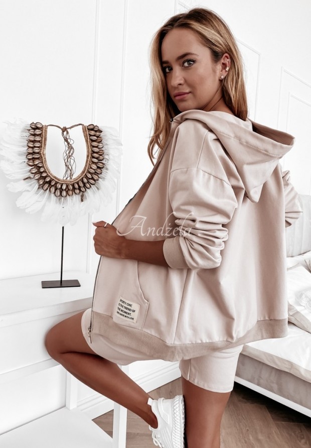 Rozepínací mikina s kapucí Sporty Chic nude