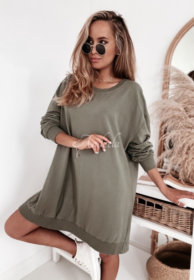 Dlouhá mikina oversize Ronda khaki