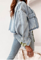 Krótka kurtka jeansowa oversize Mergie jasnoniebieska