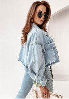 Krótka kurtka jeansowa oversize Mergie jasnoniebieska