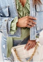 Krótka kurtka jeansowa oversize Mergie jasnoniebieska