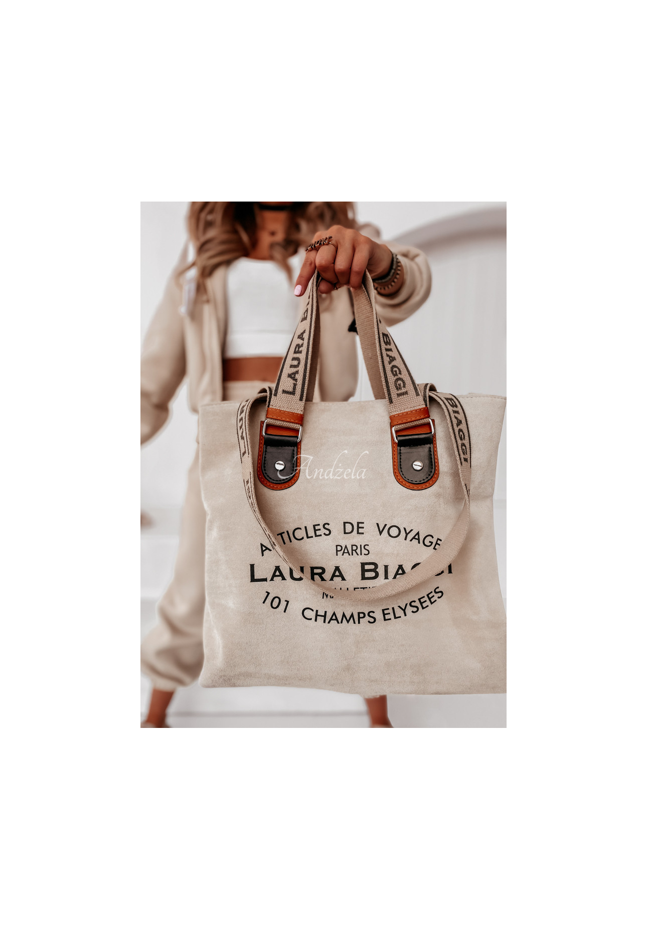 Kabelka z imitace semiše Voyage béžová