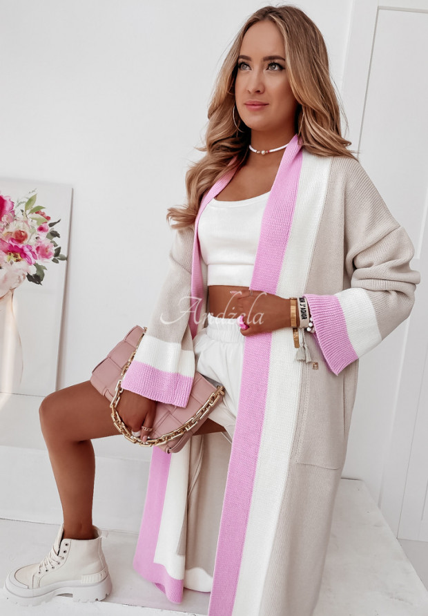 Dlouhý kardigan oversize Cocomore Floriano béžový