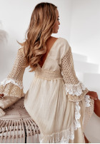 Sukienka boho z koronką Mohini waniliowa