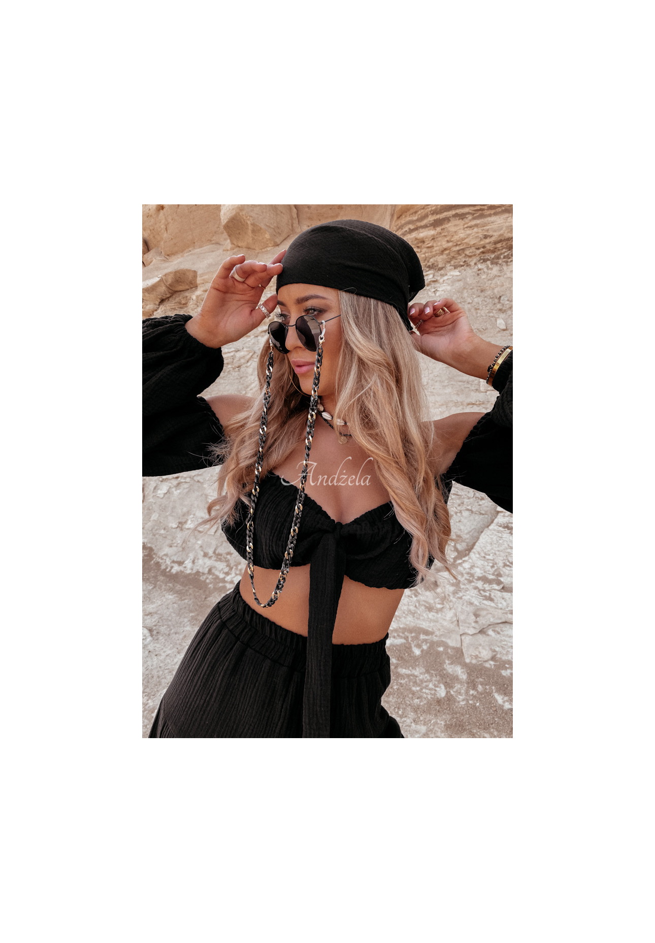 Mušelínová halenka španělka s vázáním Malta černá