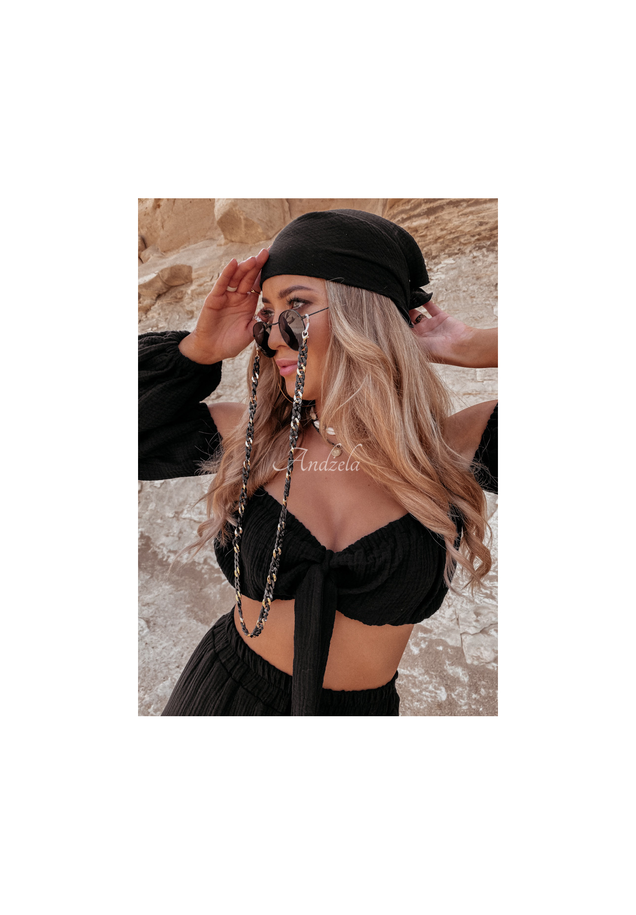 Mušelínová halenka španělka s vázáním Malta černá