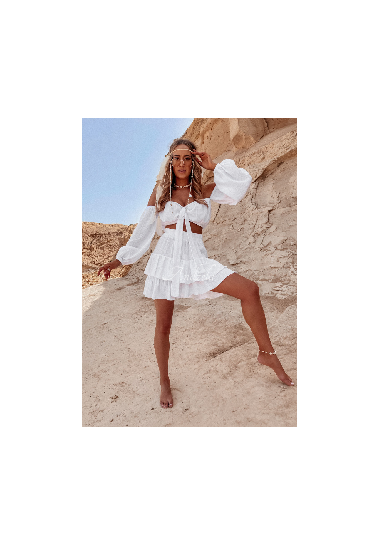 Mušelínová sukně s volánky Malta Bílá