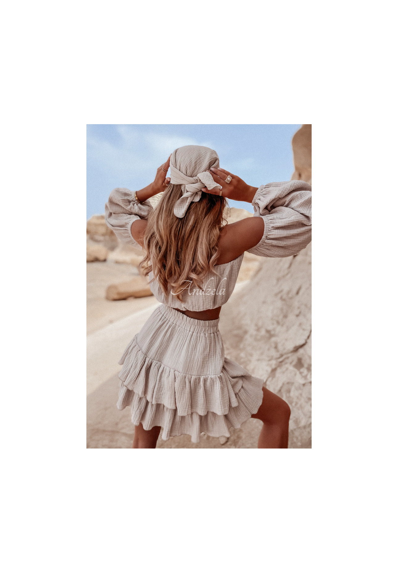 Muślinowa Sukně z falbankami Malta béžová