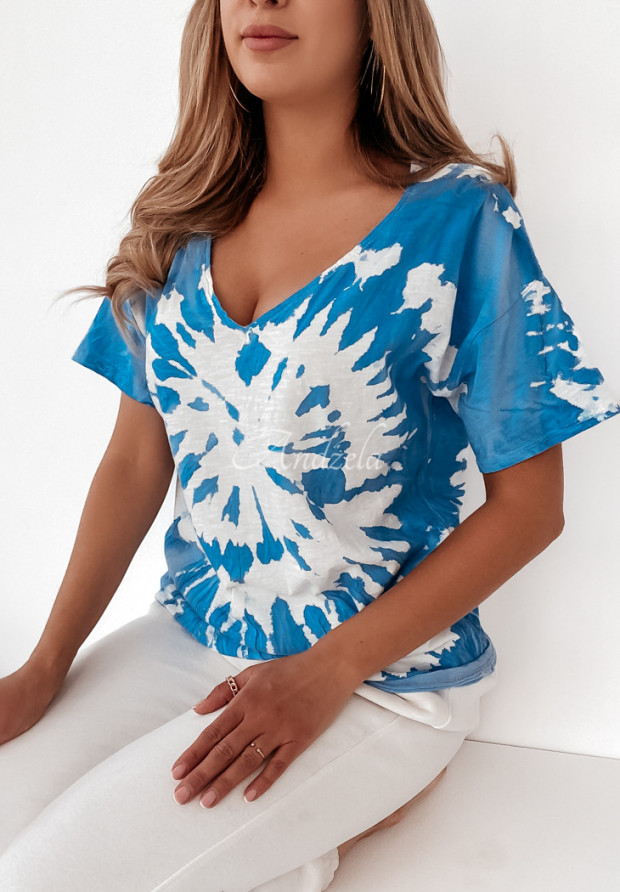 Tričko se vzorem tie dye Lartinio modrý