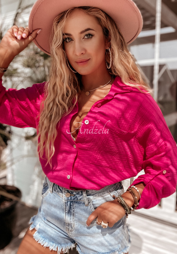 Mušelínová košile Elisabetta neonový růžový