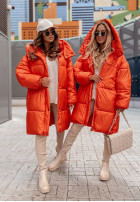 Dlouhá péřová bunda oversize Winterset oranžová