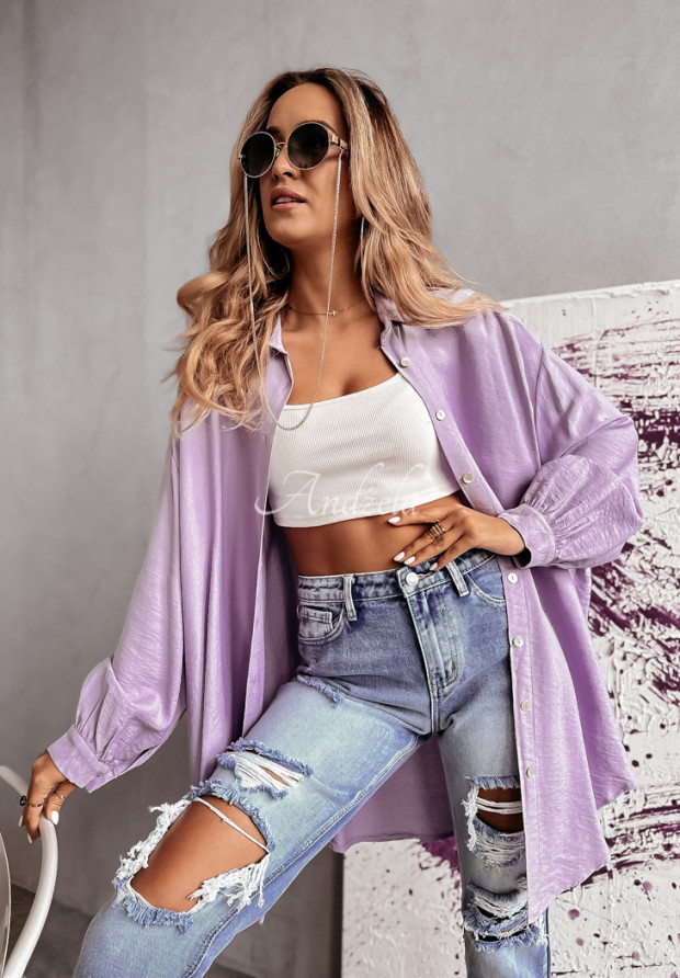 Dlouhá košile oversize Lambre fialová