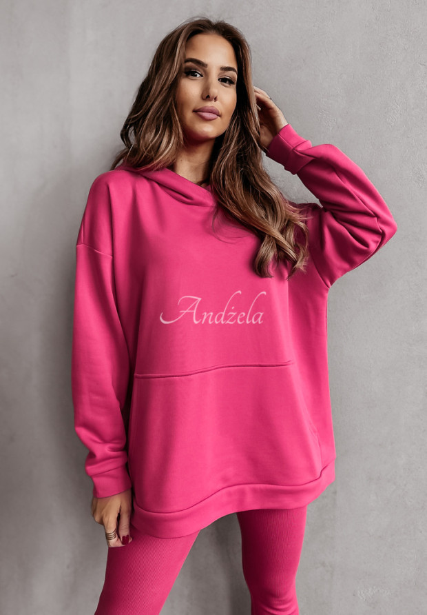 Mikina oversize s kapucí Limitless fuchsiová