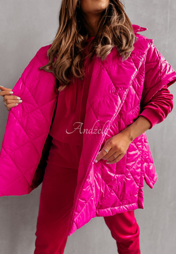 Vesta oversize s límcem Stay Away neonová růžová