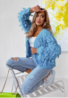 Svetr Kardigan Fringe Blue