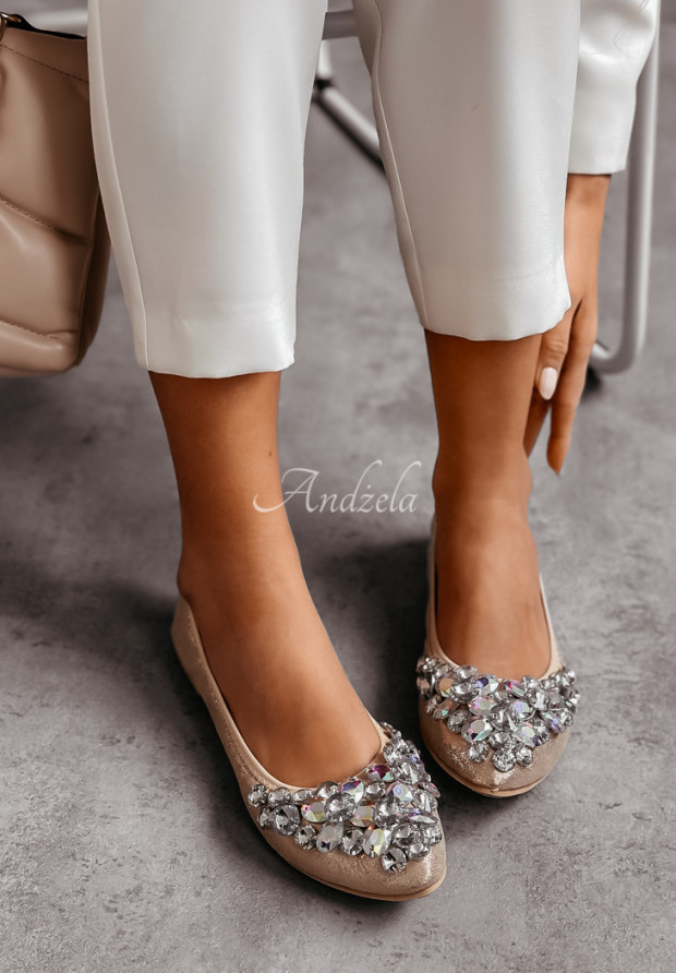 Baleríny s ozdobnými krystalky Stylish Chick zlaté