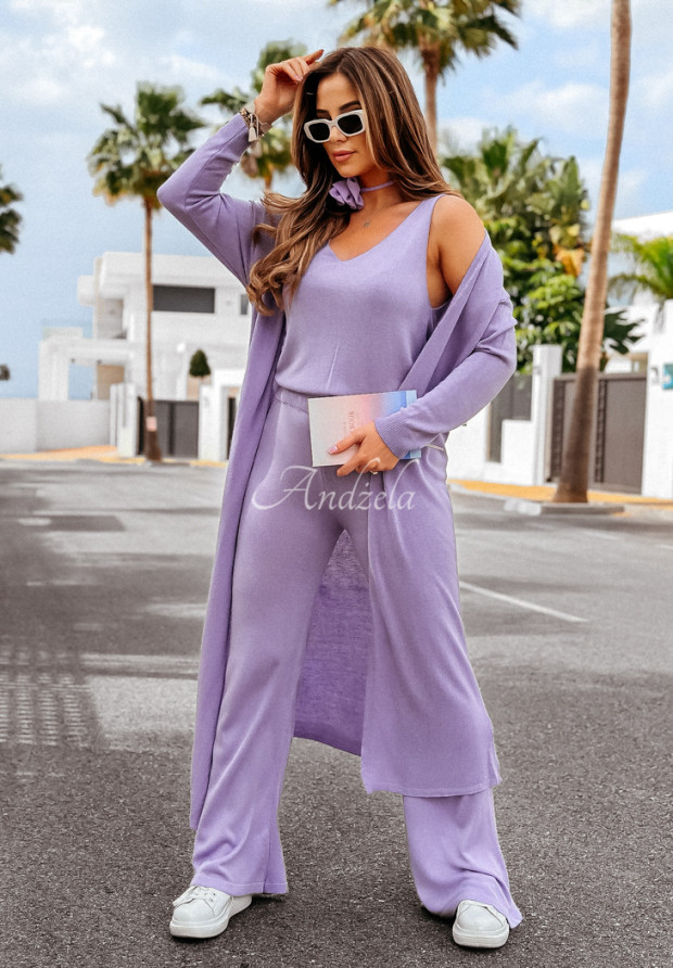 Dlouhý Kardigan oversize Back To Basics pudrově fialový