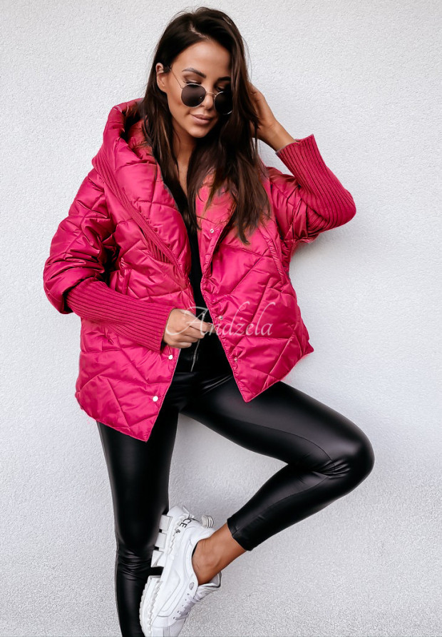 Bunda oversize s kapucí Sancha fuchsiová