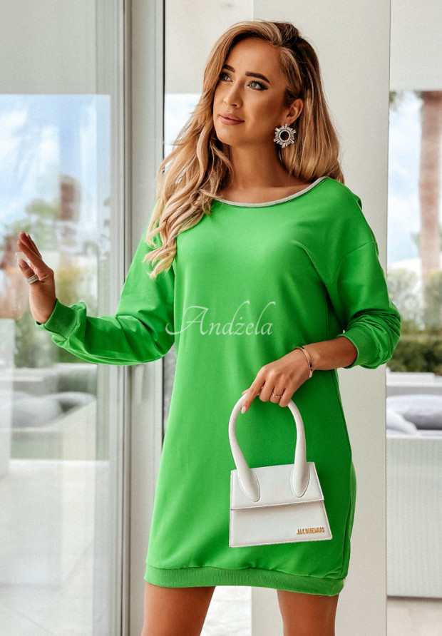 Šaty oversize s ozdobným výstřihem Feel Freely zelená