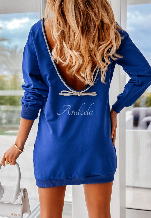 Šaty oversize s ozdobným výstřihem Feel Freely kobaltová