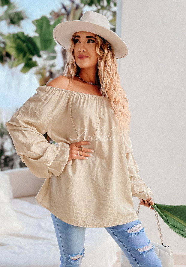 Halenka oversize s volánky Marinela béžová
