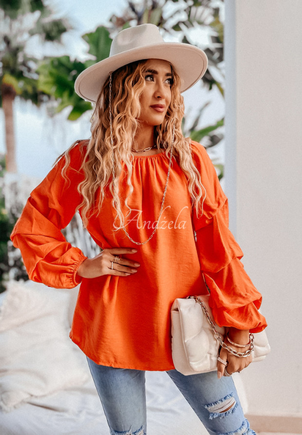 Halenka oversize s volánky Marinela oranžová