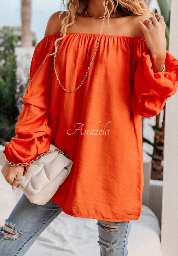 Halenka oversize s volánky Marinela oranžová