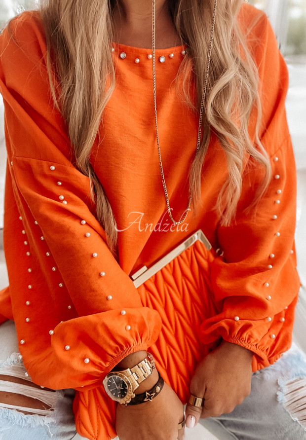 Halenka oversize se zdobením Liris oranžová