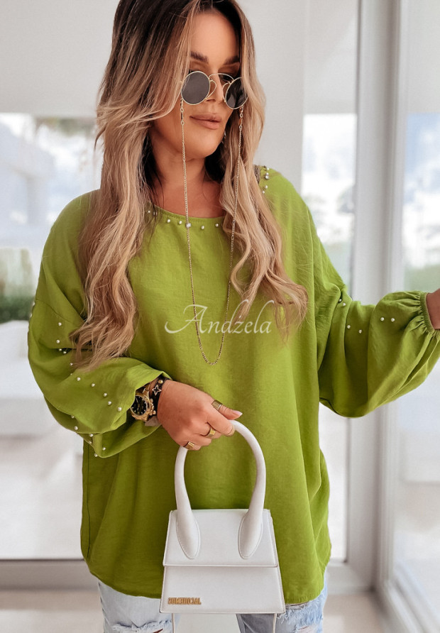Halenka oversize se zdobením Liris zelená