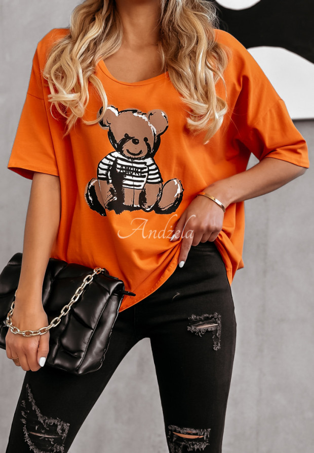 Halenka oversize s potiskem Amore Bearro oranžová