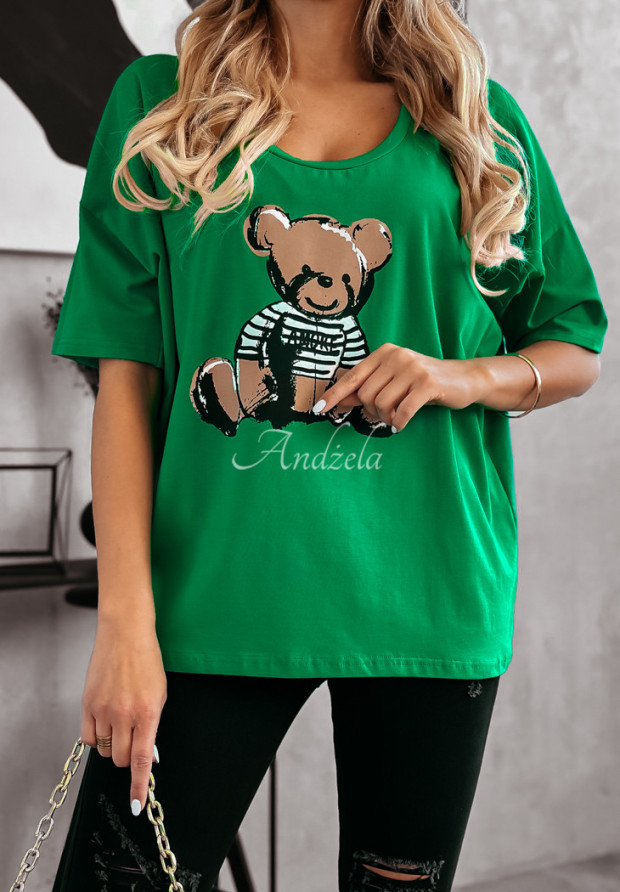Halenka oversize s potiskem Amore Bearro zelená