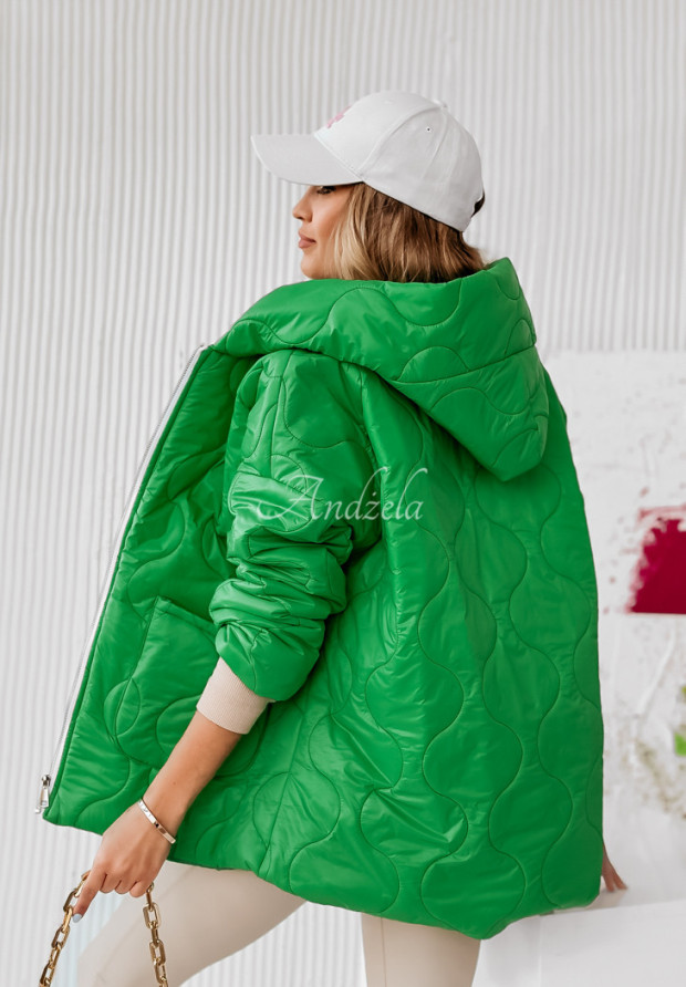 Prošívaná bunda oversize s kapucí Rivendell zelená