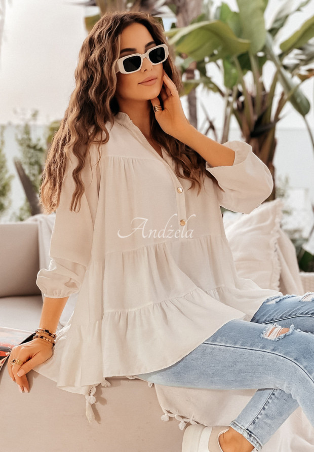 Halenka Tunika oversize s volánky How Lovely ecru