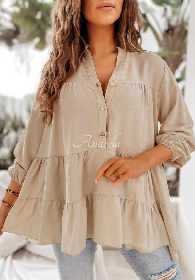 Halenka Tunika oversize s volánky How Lovely béžová