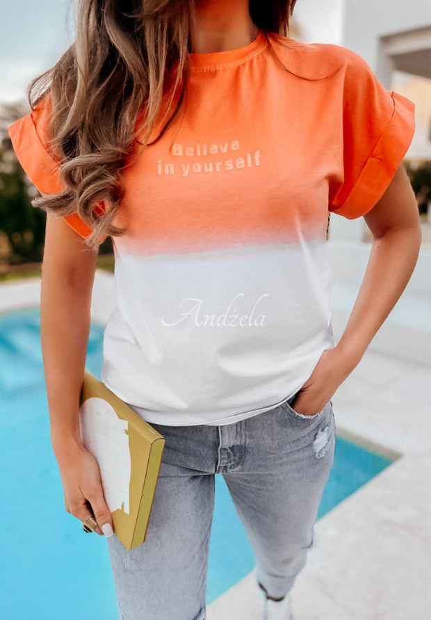Tričko s ombré efektem Believe In Yourself oranžový