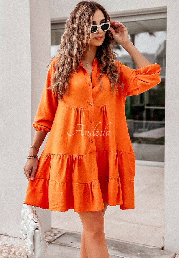 Šaty oversize s volánky True Beauty oranžová
