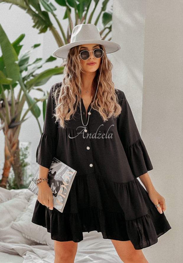 Šaty oversize s volánky Kehlani černá