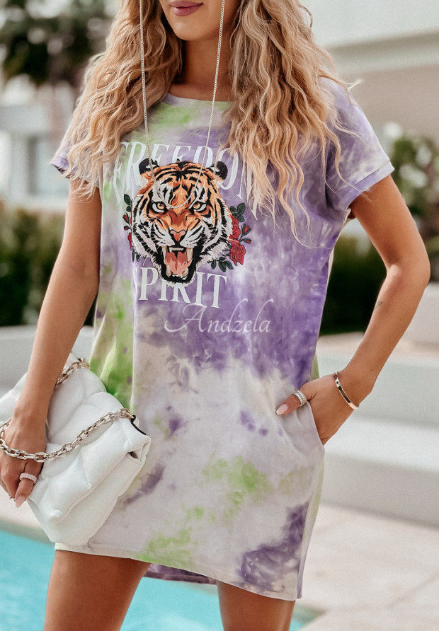 Šaty Tunika tie dye Freedom Spirit fialová