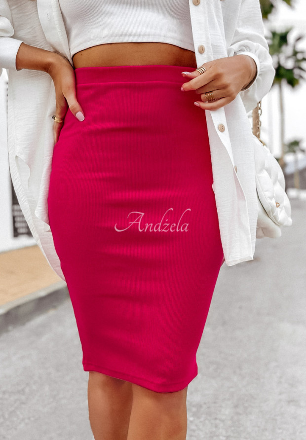 Vroubkovaná sukně Slim Skirt fuchsiová