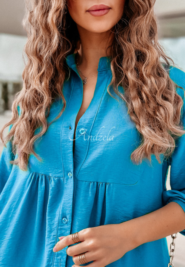 Šaty oversize s volánky True Beauty modrá