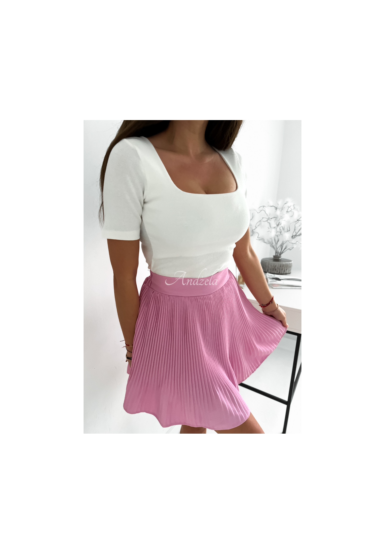 Vroubkovaná halenka s hranatým výstřihem Trust Yourself ecru