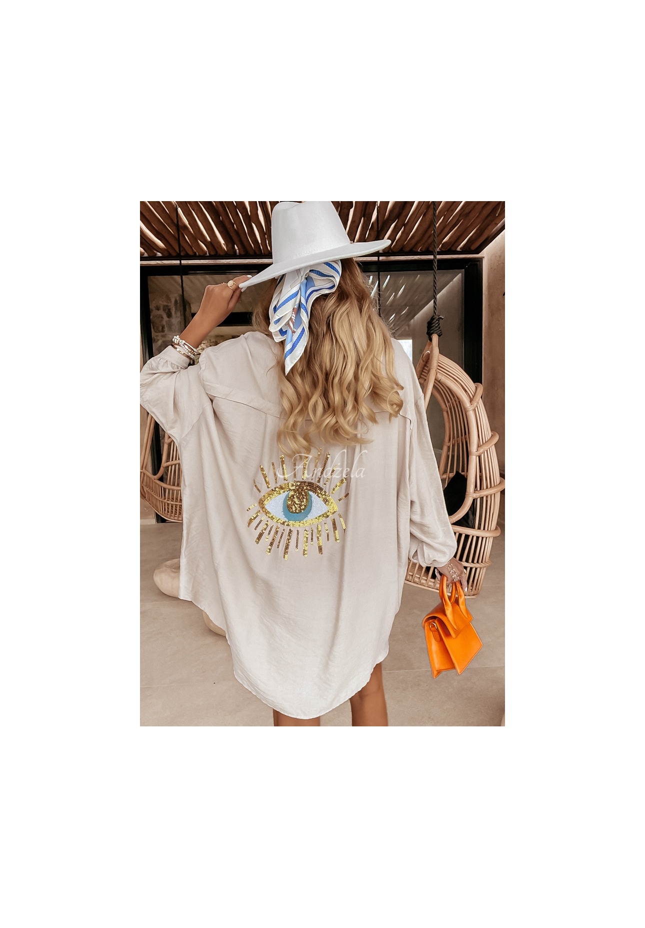Košile s ozdobnou aplikací Eye See You béžová