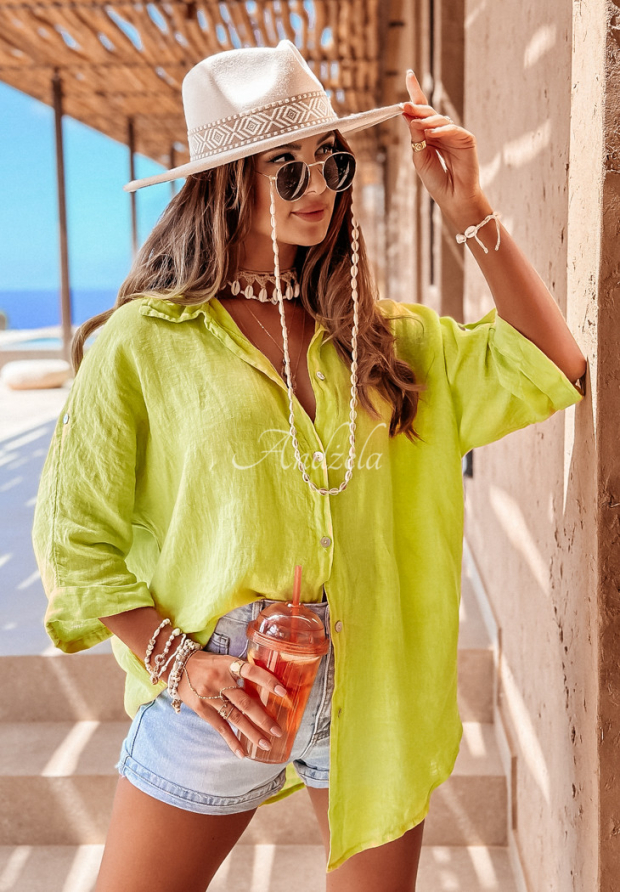Lněn&aacute; ko&scaron;ile Summery Essentials limetkov&aacute;