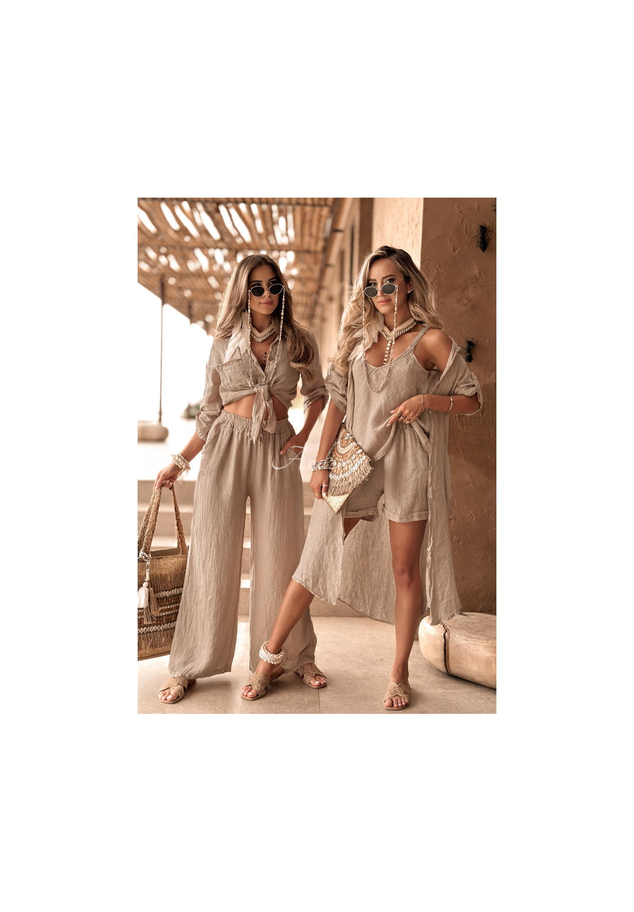 Lněný Top Summery Essentials béžový