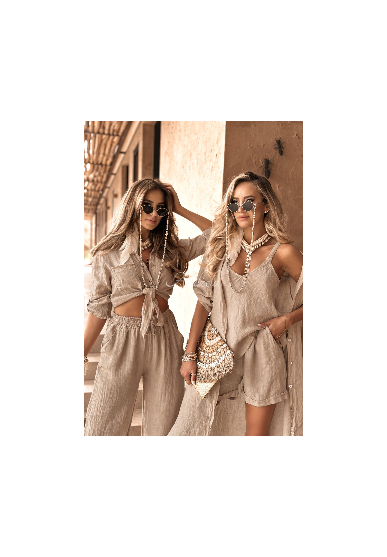 Lněný Top Summery Essentials béžový