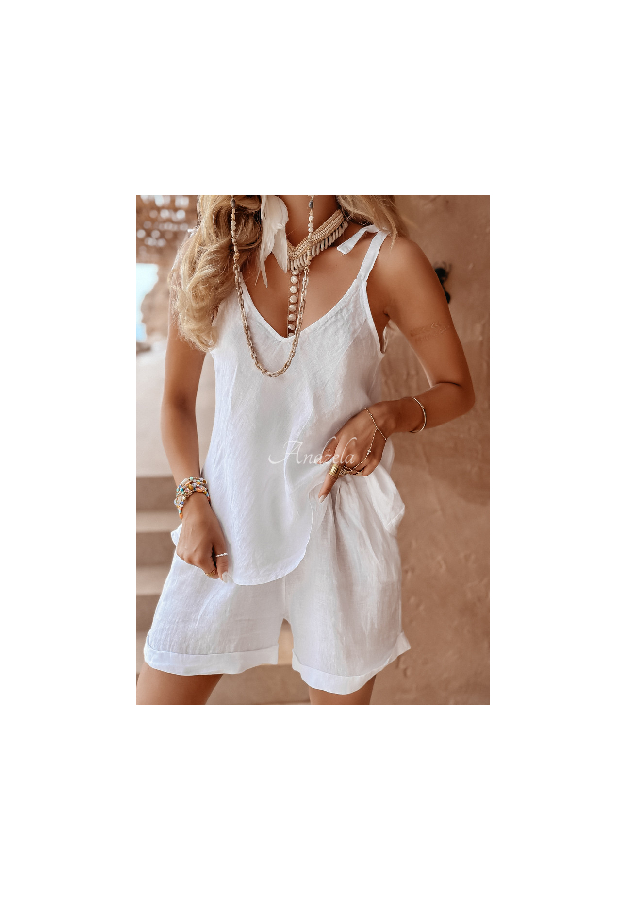 Lněný Top Summery Essentials ecru